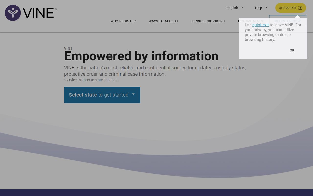 VINELink custody search interface for Maryland
